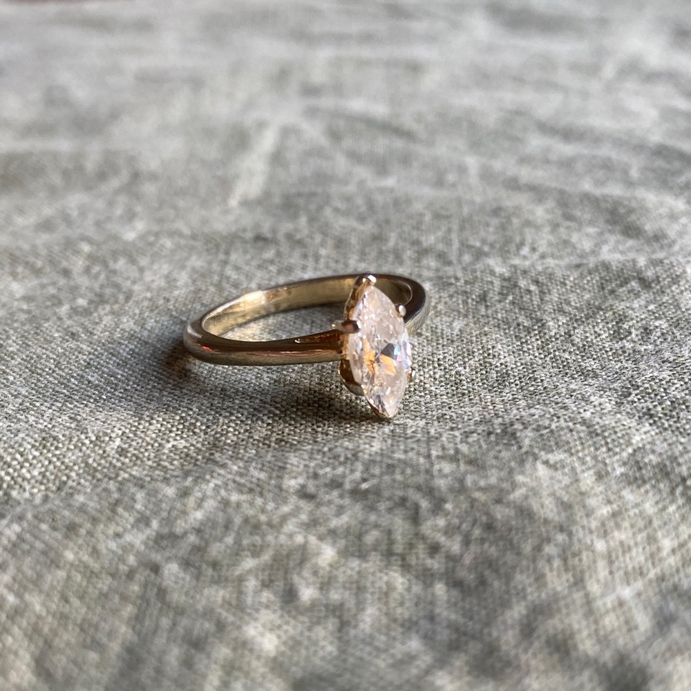 elegant faux gold/diamond Marquise Cut Ring